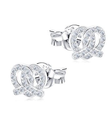 Beautiful Heart With CZ Stone Silver Ear Stud STS-5350